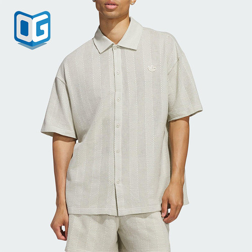 Adidas/阿迪达斯正品三叶草男女宽松透气经典翻领网眼衬衫JP0653