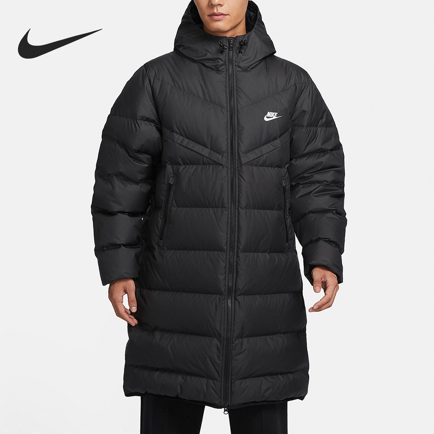 Nike/耐克官方正品冬季新款男子中长款保暖连帽羽绒服外套FB8180