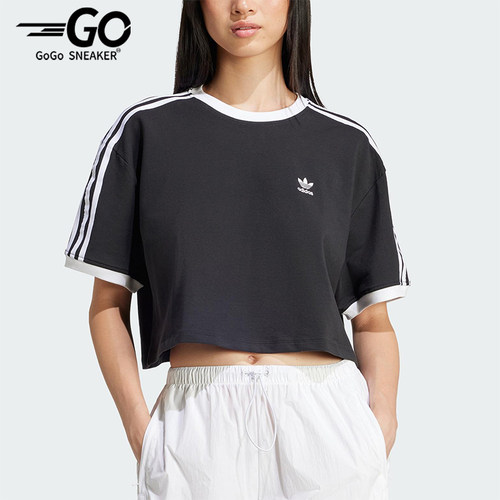 Adidas/阿迪达斯正品三叶草女士短款经典透气针织休闲短袖JC8149
