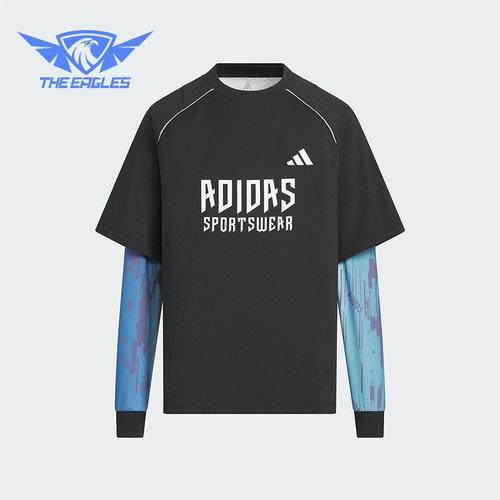 Adidas/阿迪达斯正品JK BTS 2IN1 TEE儿童套头宽松拼接长袖KC2548