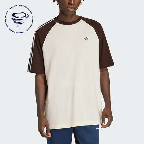 Adidas/阿迪达斯正品三叶草男士条纹休闲针织经典宽松T恤HZ3830