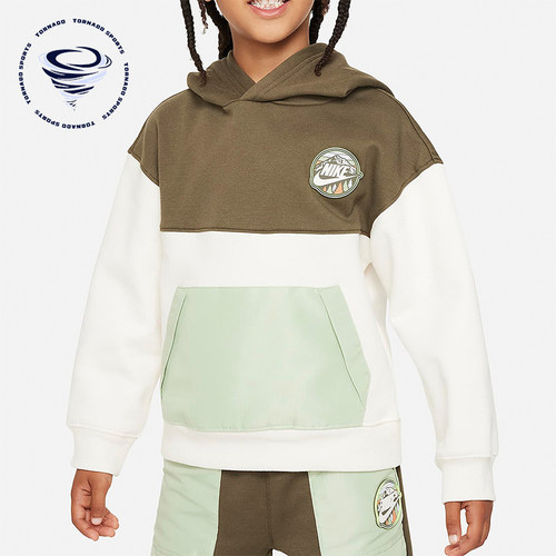 Nike/耐克正品2025秋季款小童休闲连帽拼接套头卫衣FZ1686-110