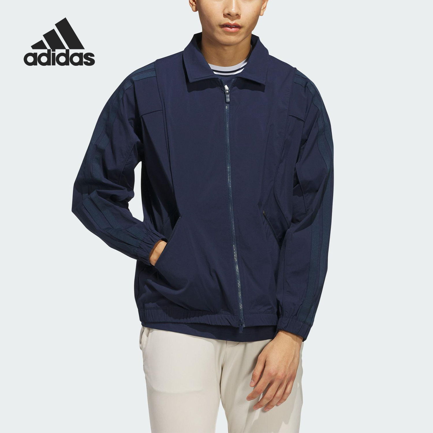 Adidas/阿迪达斯官方正品BTC FZ JACKET男士高尔夫翻领外套JN9106