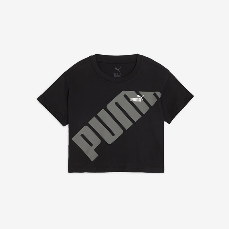 Puma/彪马官方正品2025春夏款儿童短款透气印花休闲短袖679853-01