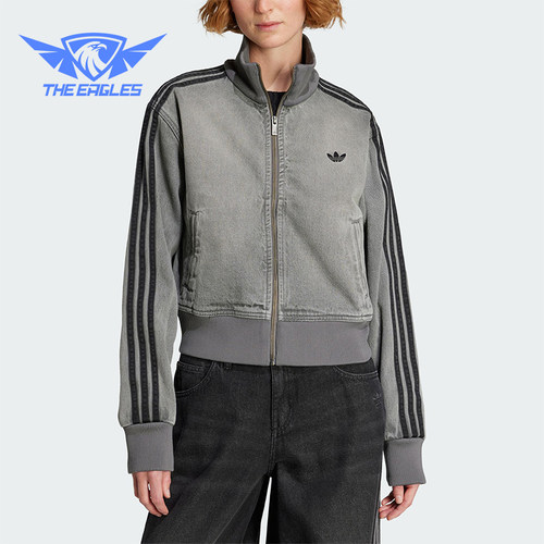 Adidas/阿迪达斯正品三叶草女士休闲牛仔立领日常短款外套JY2564