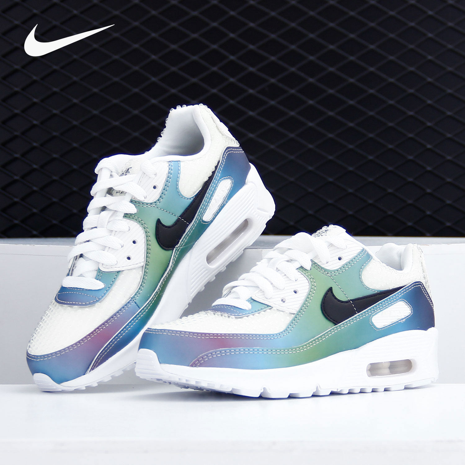 Nike/耐克正品AIR MAX 90 20 (GS) 大童渐变镭射气垫跑步鞋CT9631