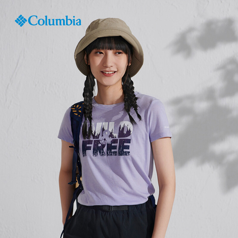 Columbia哥伦比亚正品女子户外休闲圆领印花针织短袖T恤 AR1474