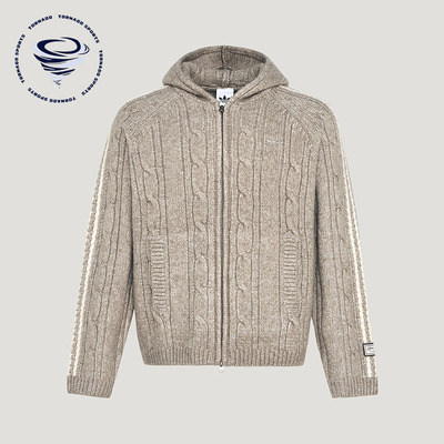 Adidas/阿迪达斯正品三叶草男士针织经典连帽保暖毛衣外套KU5618