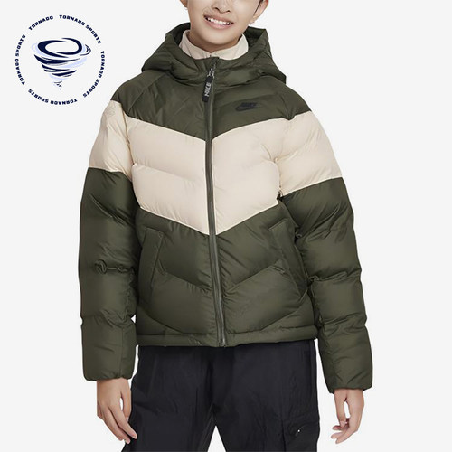 Nike/耐克正品2025年新款儿童绿米白色经典透气棉服FN730-326