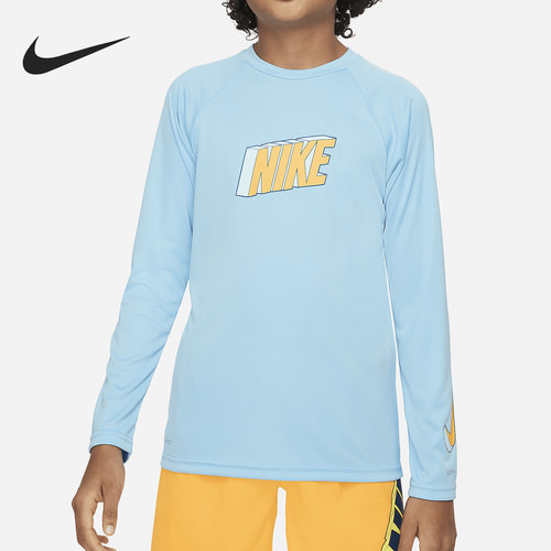 Nike/耐克正品Swim 大童男孩防晒透气干爽长袖上衣FZ6551-407