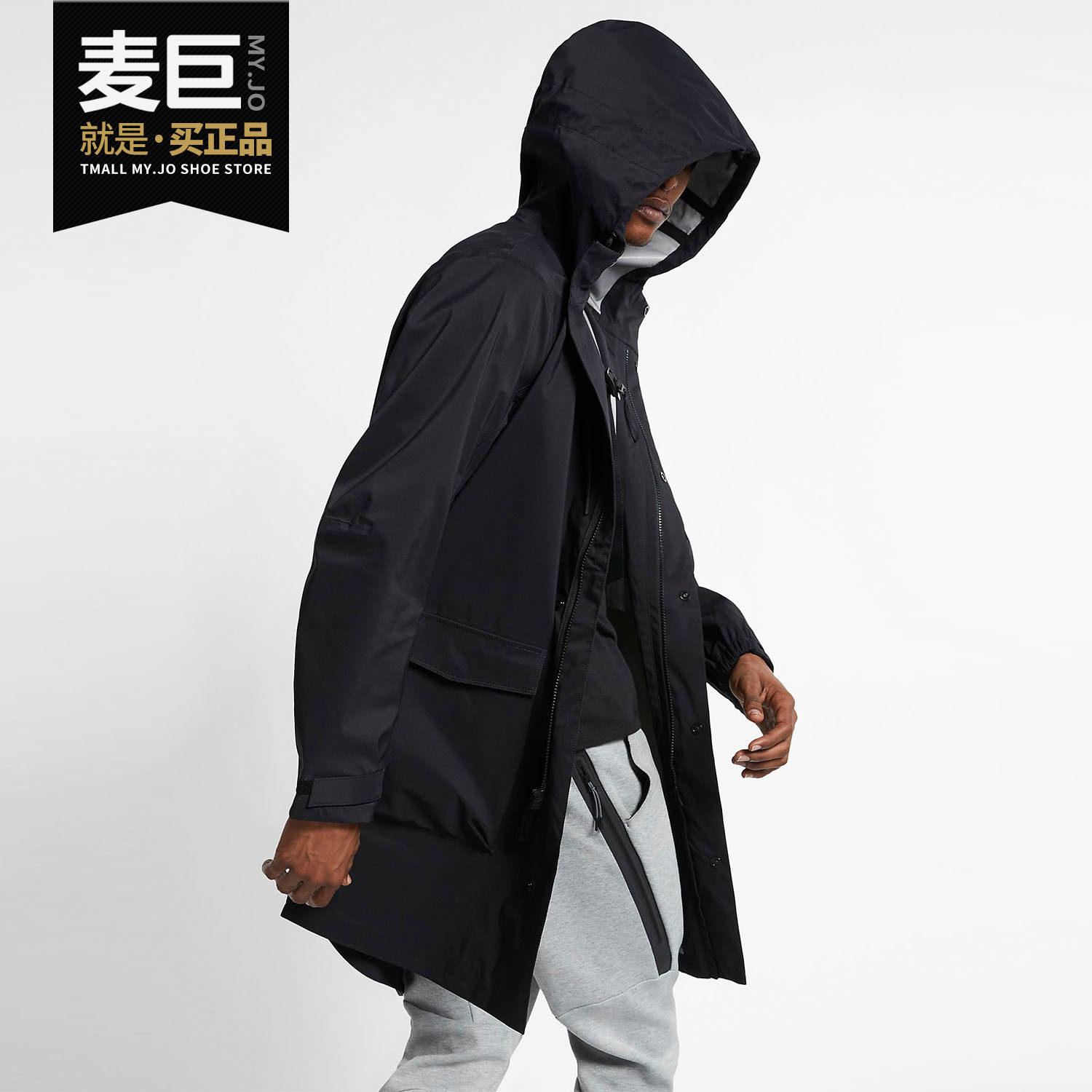 Nike/耐克正品M NRG PARKA 男子黑色运动连帽风衣夹克外套 AV8271