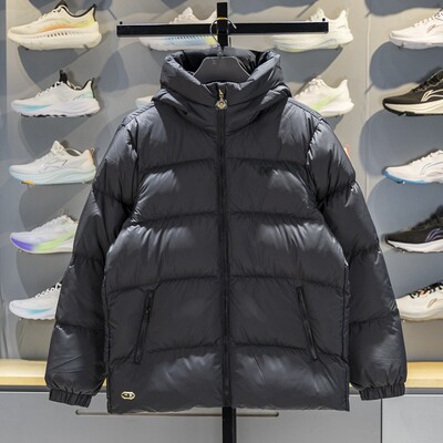 李宁正品中国文化故宫联名男子宽松休闲保暖连帽羽绒服AYMV191-4