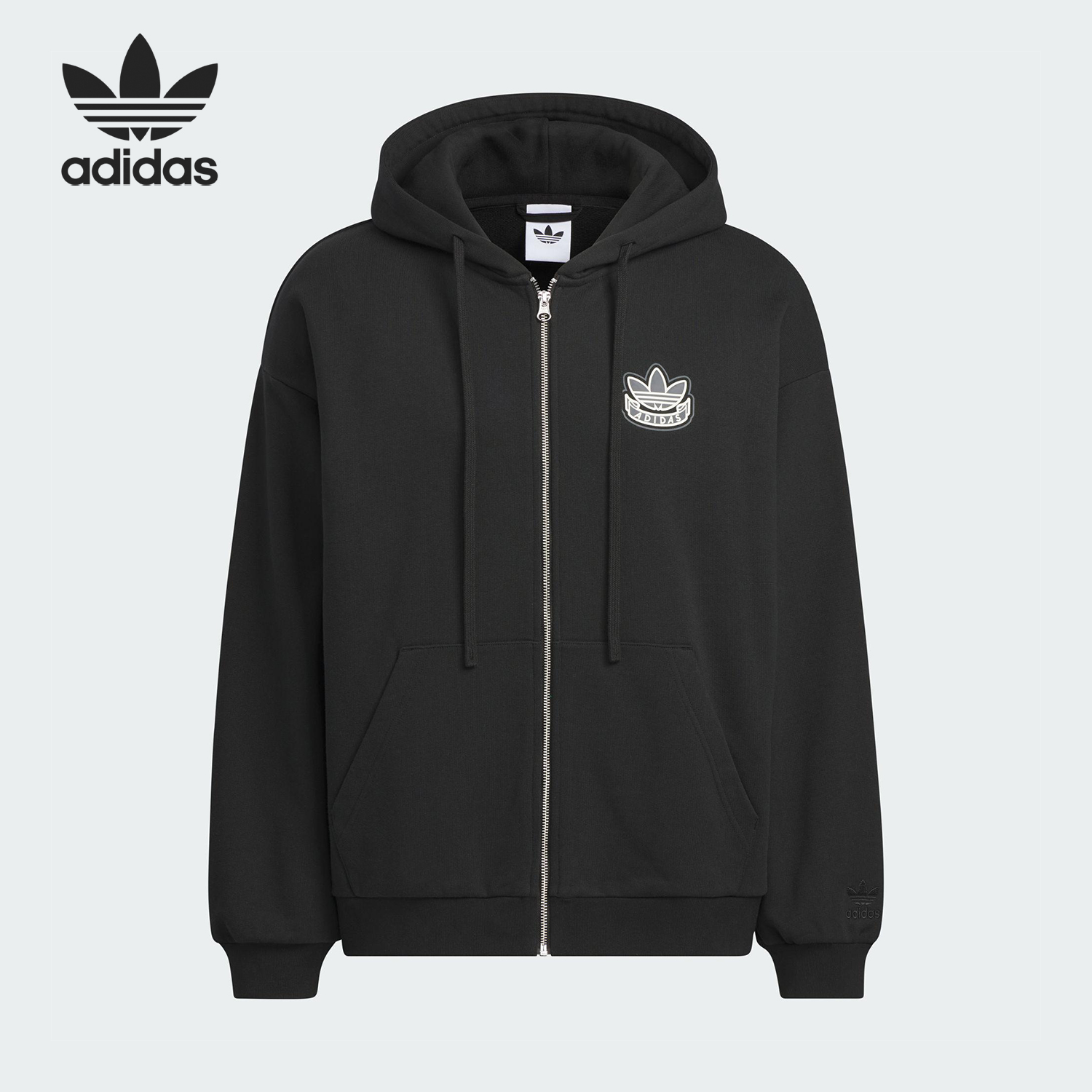 Adidas/阿迪达斯正品三叶草男女连帽耐穿运动休闲外套KG8506