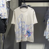 T恤ATSU157 李宁正品 印花复古短袖 时尚 X史迪奇联名系列男女同款