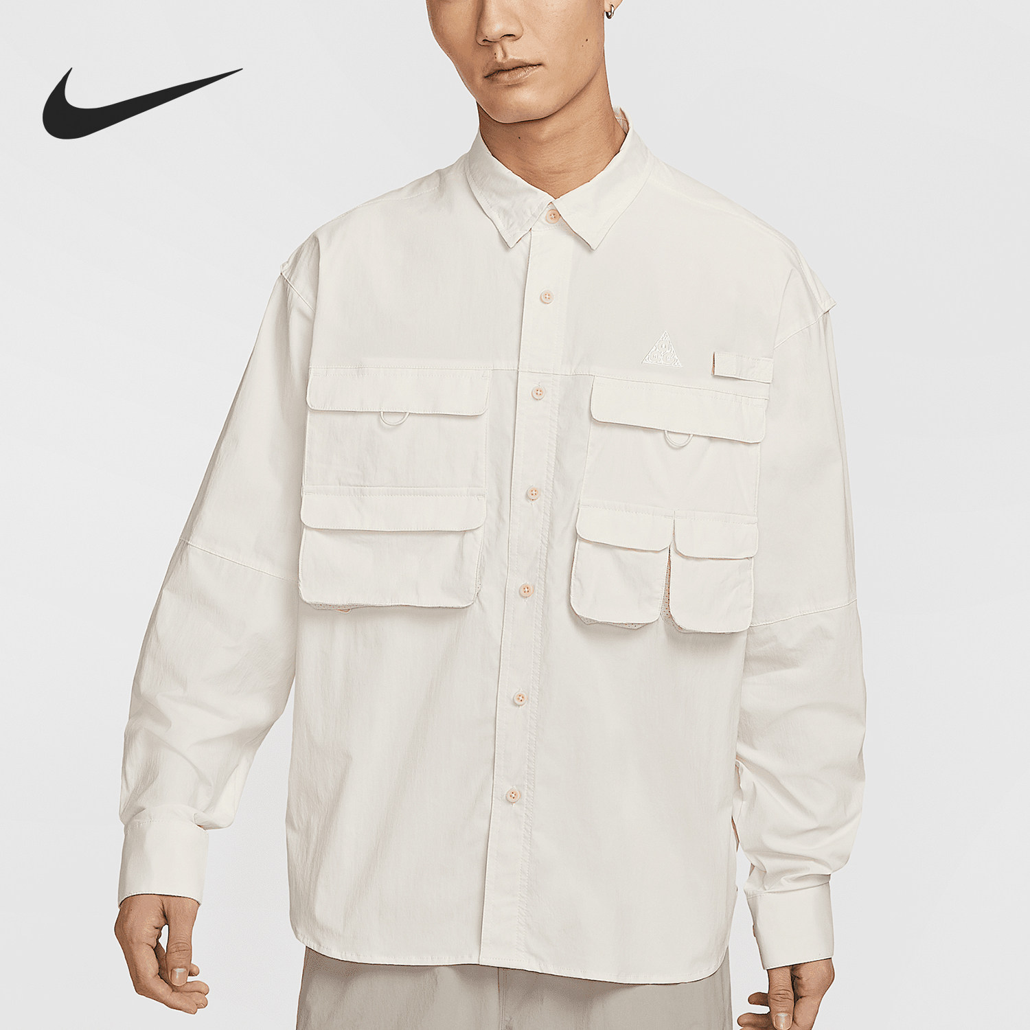 Nike/耐克官方正品2025 Dri-FIT男士简约防晒长袖衬衫HJ2466-030 - 实物图