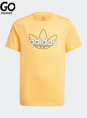 Adidas/阿迪达斯正品三叶草大童舒适圆领透气印花运动短袖GN2300