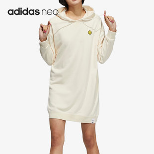 Adidas/阿迪达斯NEO休闲女子中长款休闲连帽连衣裙H45526