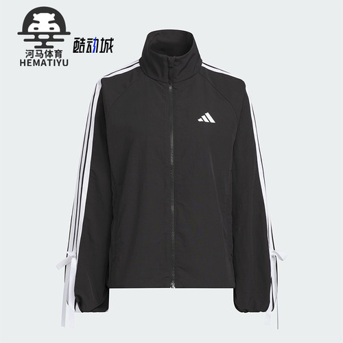 Adidas/阿迪达斯正品DANCE WB 1女士宽松蝴蝶结三条纹外套KT5003