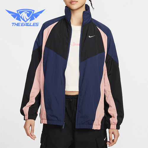 Nike/耐克正品夏季女士立领时尚拼接拉链梭织运动外套HV4030-410