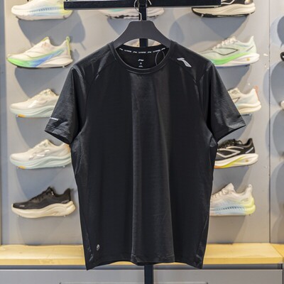 李宁正品健身系列男子运动休闲简约百搭纯色圆领短袖T恤ATSV395-2