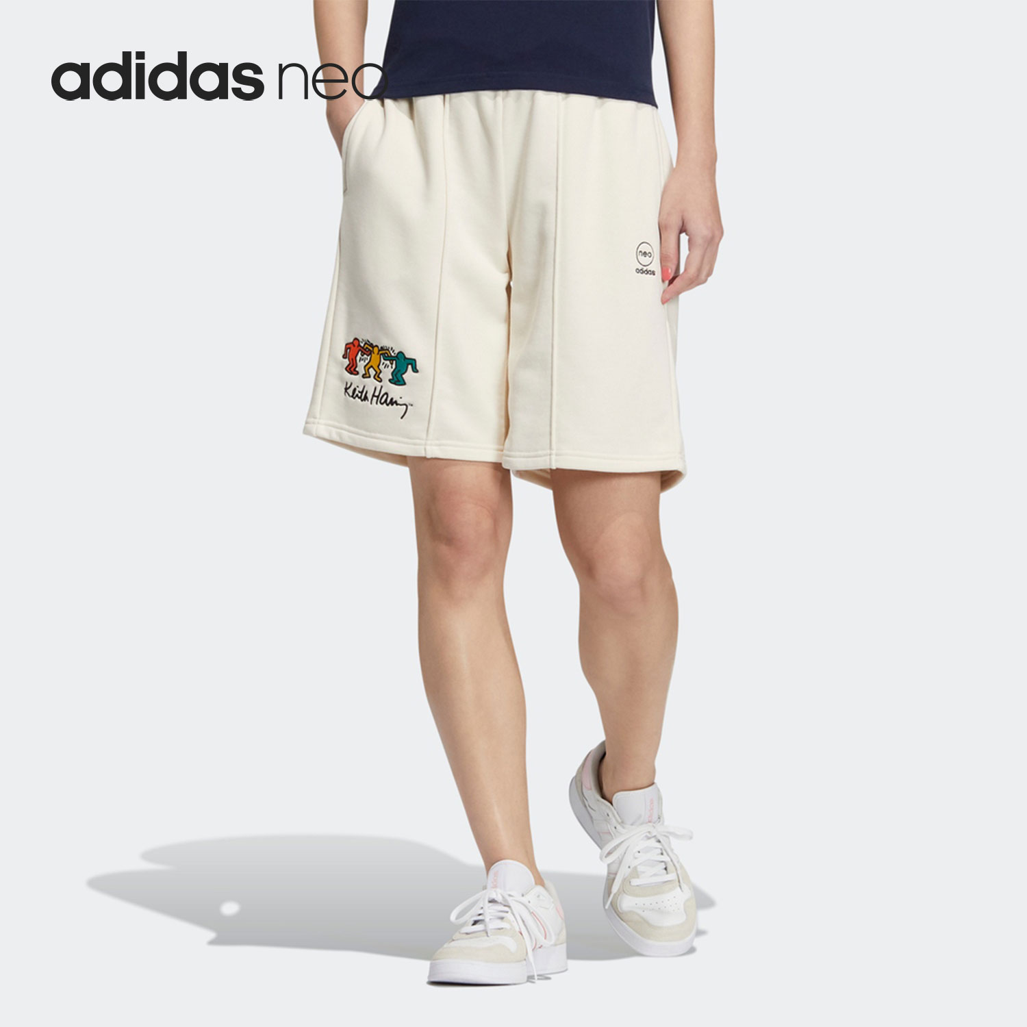 Adidas/阿迪达斯官方正品neo凯斯·哈林联名女子运动短裤HS6831
