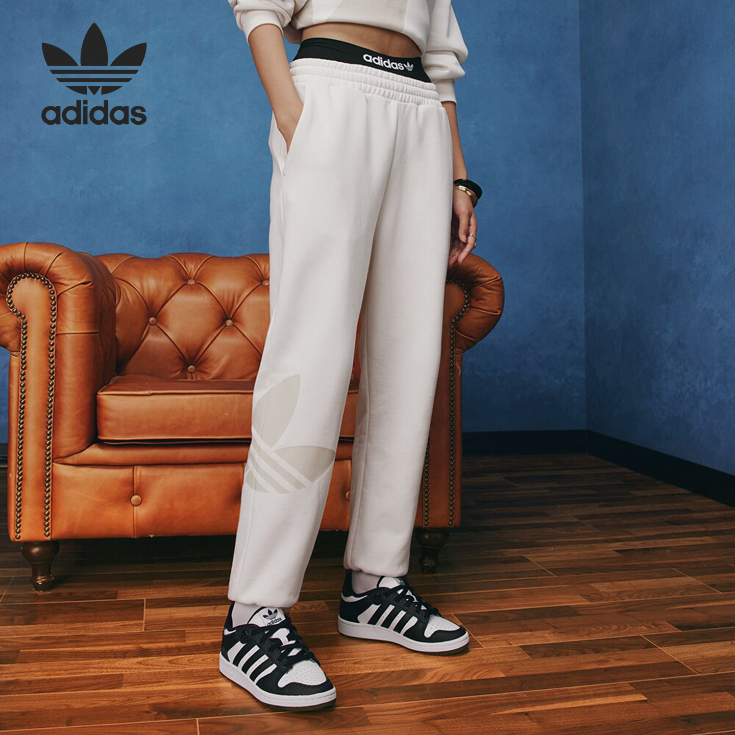 Adidas/阿迪达斯正品三叶草男女宽松舒适休闲运动长裤JL8389