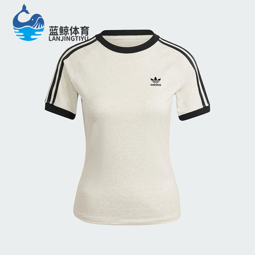 Adidas/阿迪达斯正品三叶草女士印花圆领经典套头修身短袖IR8104