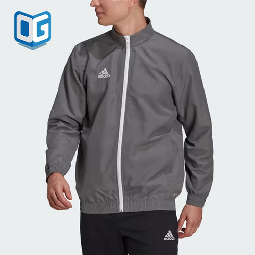 Adidas/阿迪达斯正品男灰色拉链拼接细节经典休闲夹克外套H57535
