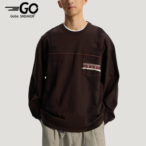 Adidas/阿迪达斯正品三叶草男士复古针织运动宽松长袖T恤KW5672