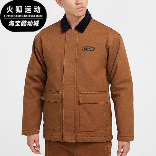 耐克男士工装翻领运动保暖棉服