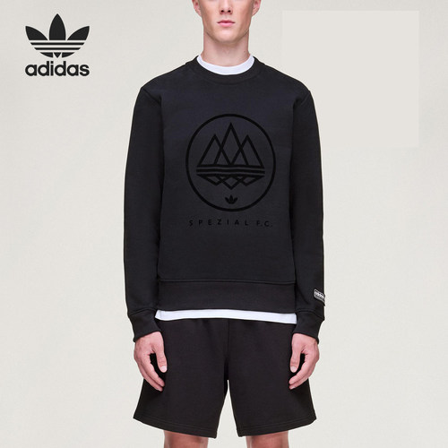 Adidas/阿迪达斯正品三叶草新款男女黑色圆领经典运动卫衣KA3899