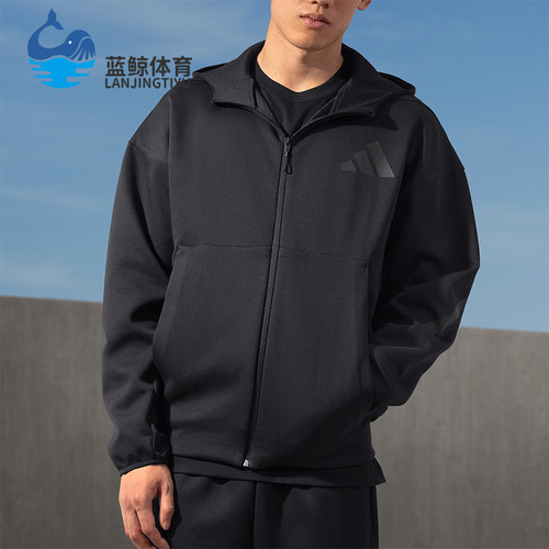 阿迪达斯男士款连帽休闲宽松外套