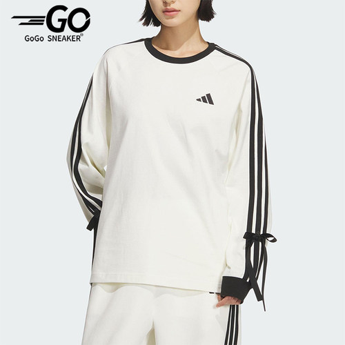 Adidas/阿迪达斯正品2025女士时尚宽松圆领亲肤针织长袖T恤KG3859