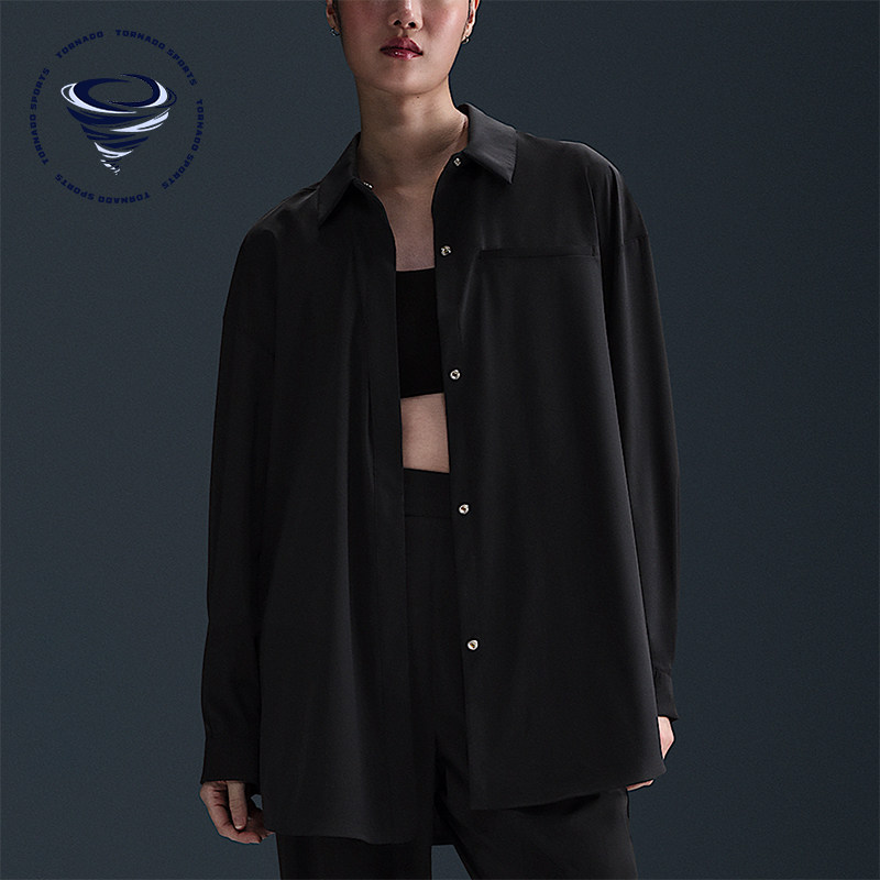 Nike/耐克正品2025秋季款女士休闲运动翻领长袖衬衫HM8385-010