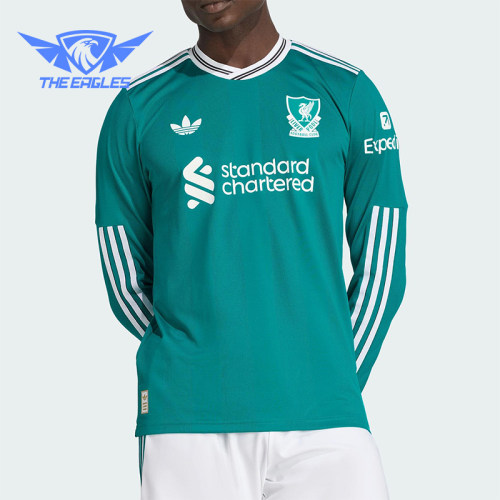 Adidas/阿迪达斯正品2025男士刺绣足球运动透气修身长袖T恤JV6460