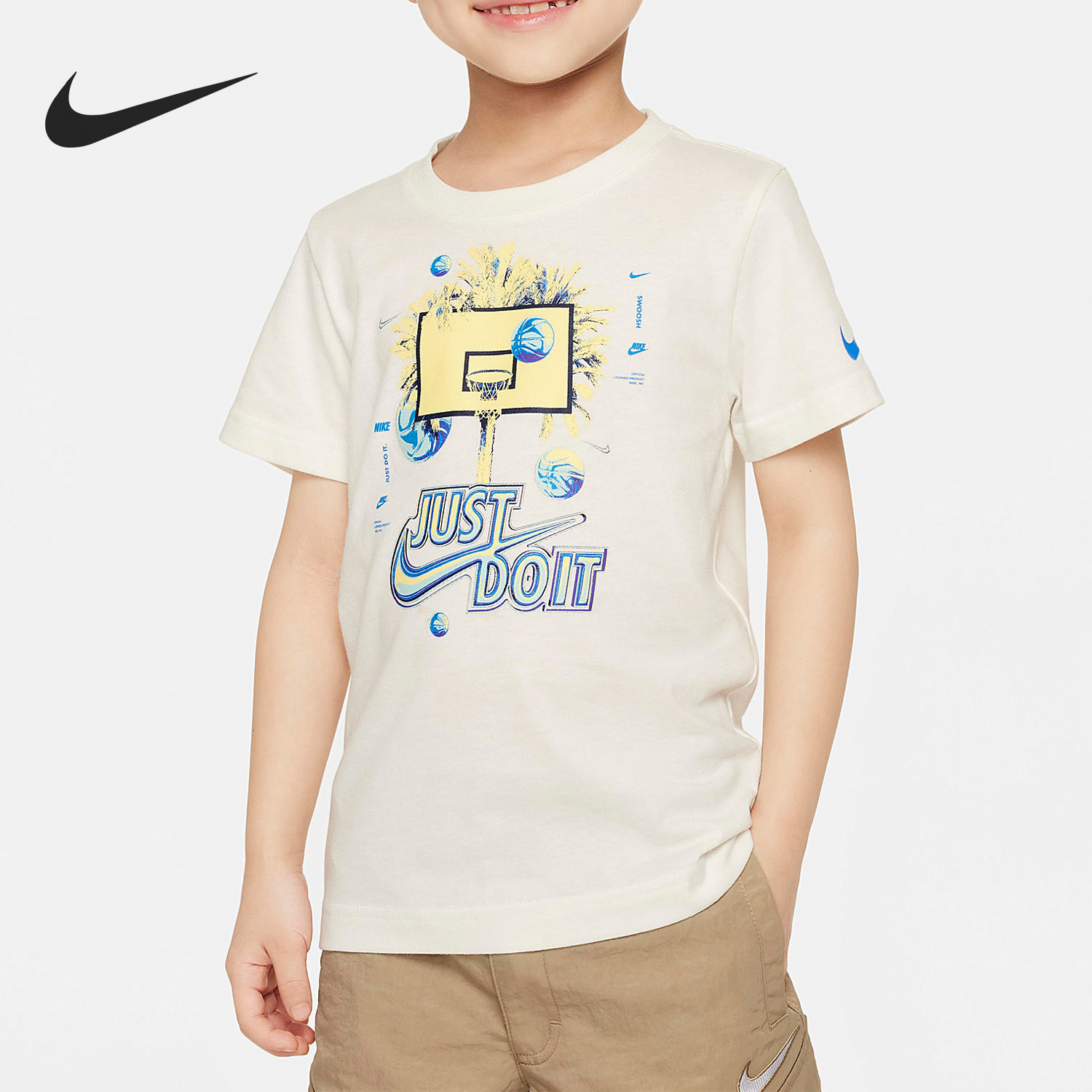 Nike/耐克正品运动小童圆领印花时尚透气短袖T恤HM4723-133,童装/婴儿装/亲子装,T恤,淘宝优惠券,粉丝福利购,淘宝优惠卷