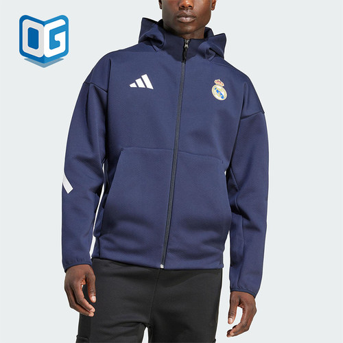 Adidas/阿迪达斯正品REAL ANTH JKT男士训练足球连帽外套KC3739