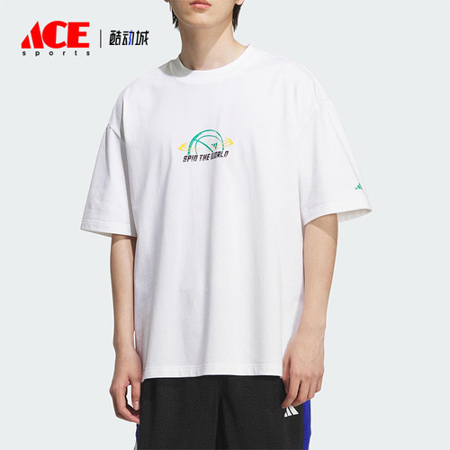 Adidas/阿迪达斯正品2025夏季款男士篮球经典印花图案短袖KF0725