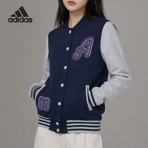 Adidas阿迪达斯正品针织单排扣棒球领长袖女款开衫夹克M31993