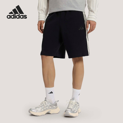 Adidas/阿迪达斯正品2026男士宽松运动经典休闲条纹短裤KR2527