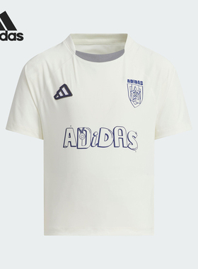 Adidas/阿迪达斯正品2025夏季款小童运动印花圆领T恤JM3440