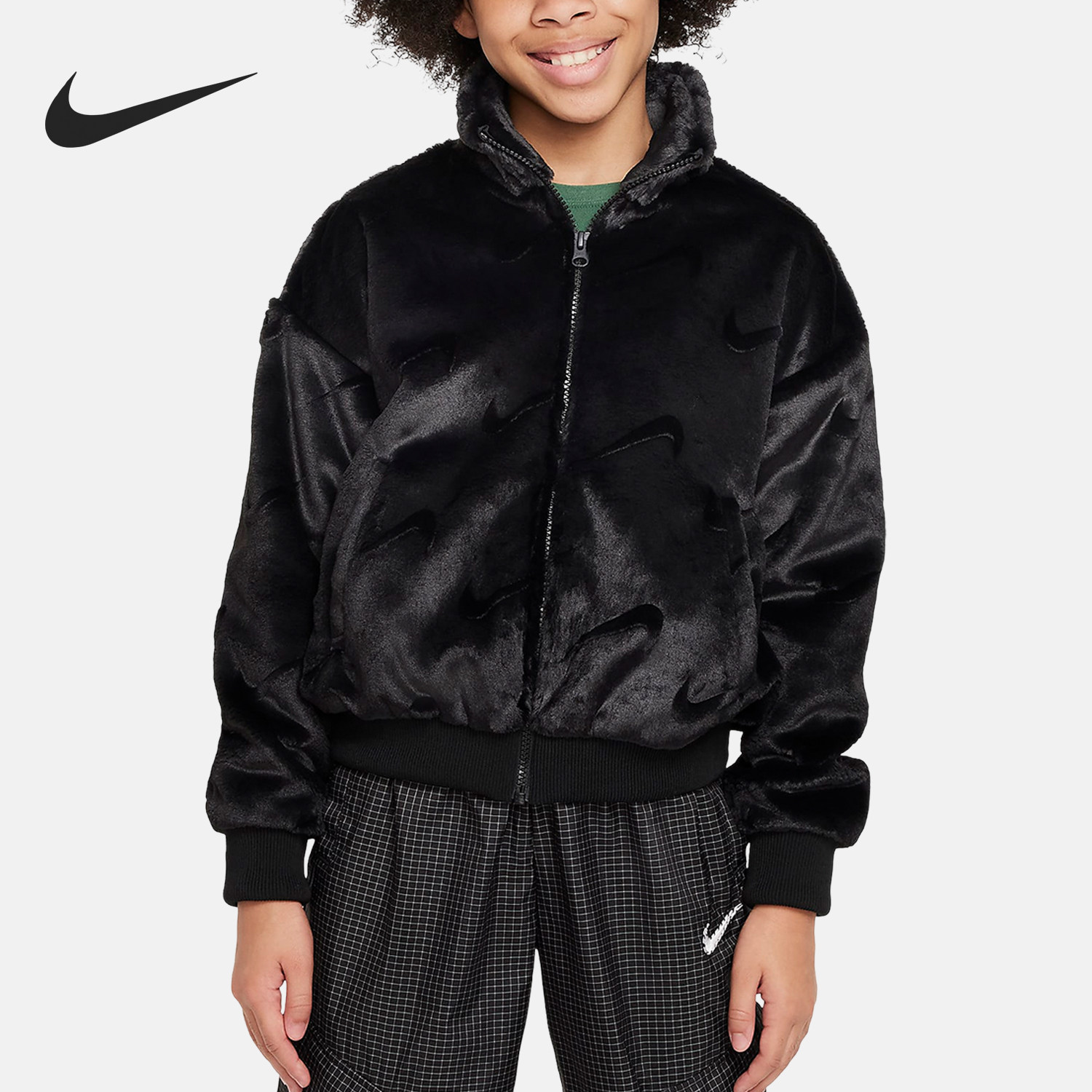 Nike/耐克正品春季新款大童梭织立领拉链长袖外套FJ6154-010,童装/婴儿装/亲子装,普通外套,淘宝优惠券,粉丝福利购,淘宝优惠卷