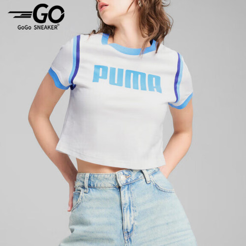 Puma/彪马正品2025夏季款女士短款拼接透气经典休闲短袖631946-02