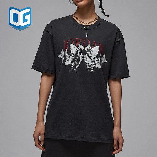 Nike/耐克正品JORDAN女士印花宽松透气经典圆领短袖T恤IB7032-045