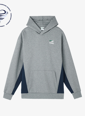 Puma/彪马正品PUMAS Hoody男士拼接口袋连帽印花时尚保暖卫衣