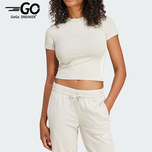 Adidas/阿迪达斯正品2025春夏新款女士经典针织修身短袖JE1247