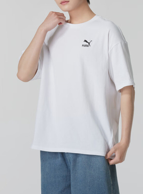 Puma/彪马正品2024男女同款针织透气运动休闲短袖627004-02