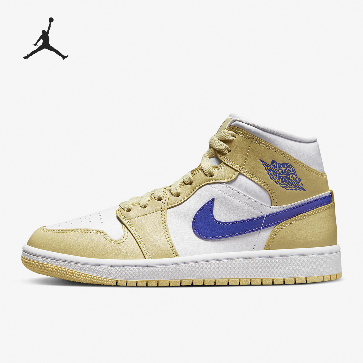 Nike/耐克正品Air Jordan 1 MidLemonWash女子板鞋BQ6472-701