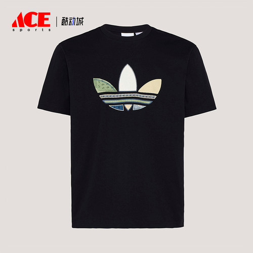 Adidas/阿迪达斯正品三叶草男士松弛感宽松经典日常印花T恤KW5671