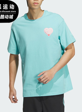Adidas/阿迪达斯正品三叶草情侣款印花宽松针织短袖T恤JE3471